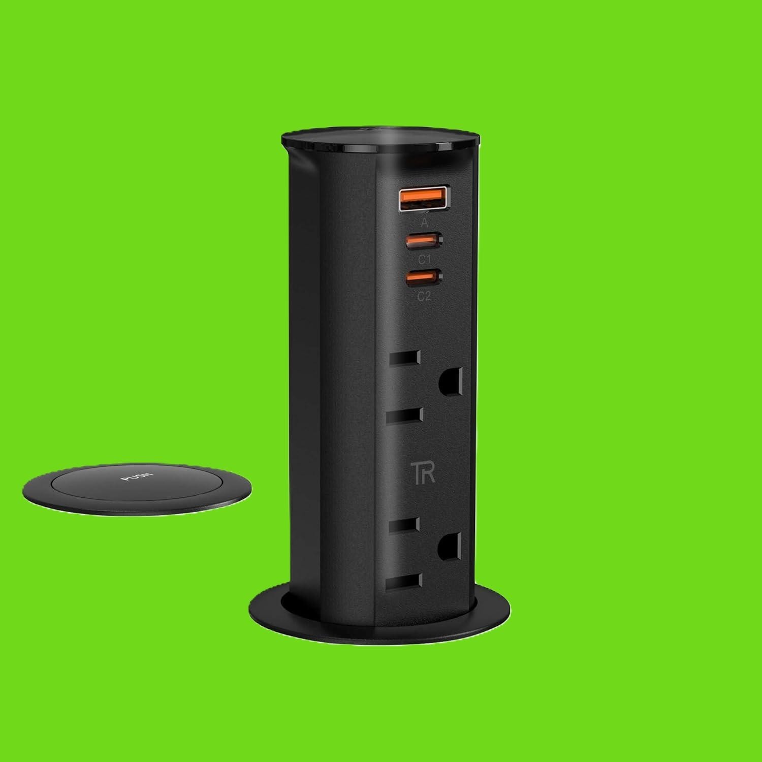 2 inch Space Saver Pop Up Outlet for Countertop with PD20W USB Ports,2 Outlets