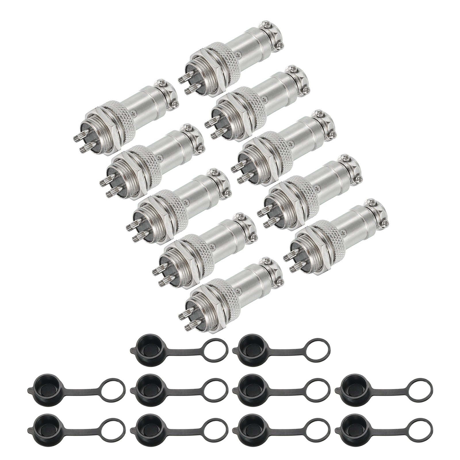 10Pcs 4 Pin Aviation Connector 250V 15A 16mm Metal Circular Connectors Silver