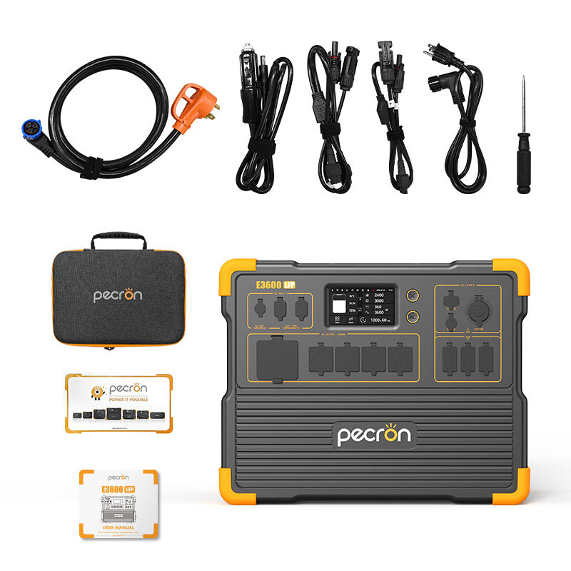 pecron E3600LFP 3072Wh Portable Power Station Expanded to 15.36KWh with Trolley