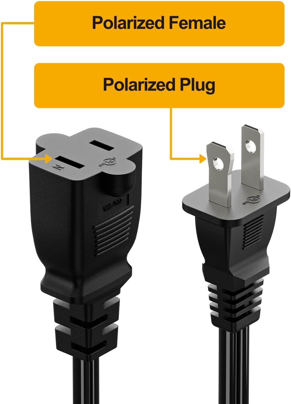On off Switch Extension Cord [2-Feet], 2-Prong Polarized Extension Cord with Swi