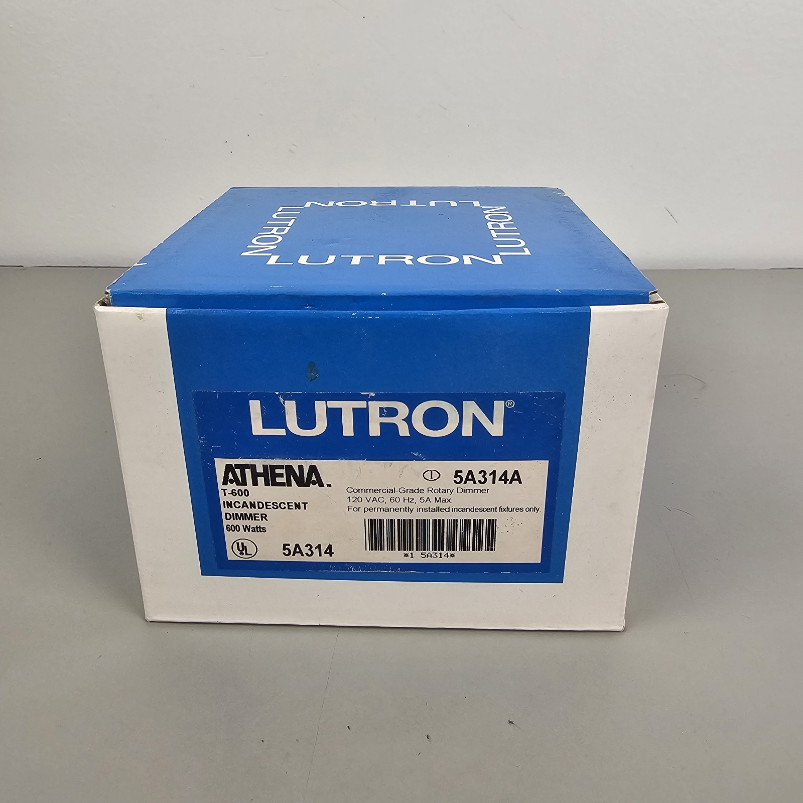 Lutron Athena T-600 5A314A Commercial Grade Incandescent Rotary Dimmer Gold Tone
