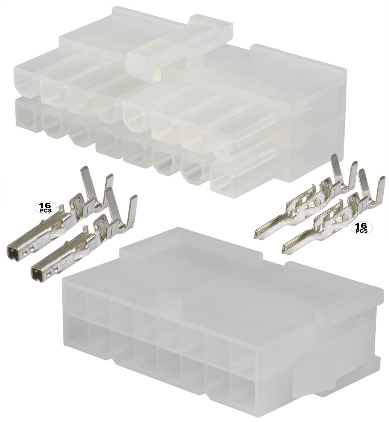 Molex 16 Circuit Receptacle and Plug Housing w/Terminals AWG 18-24 Mini-Fit…