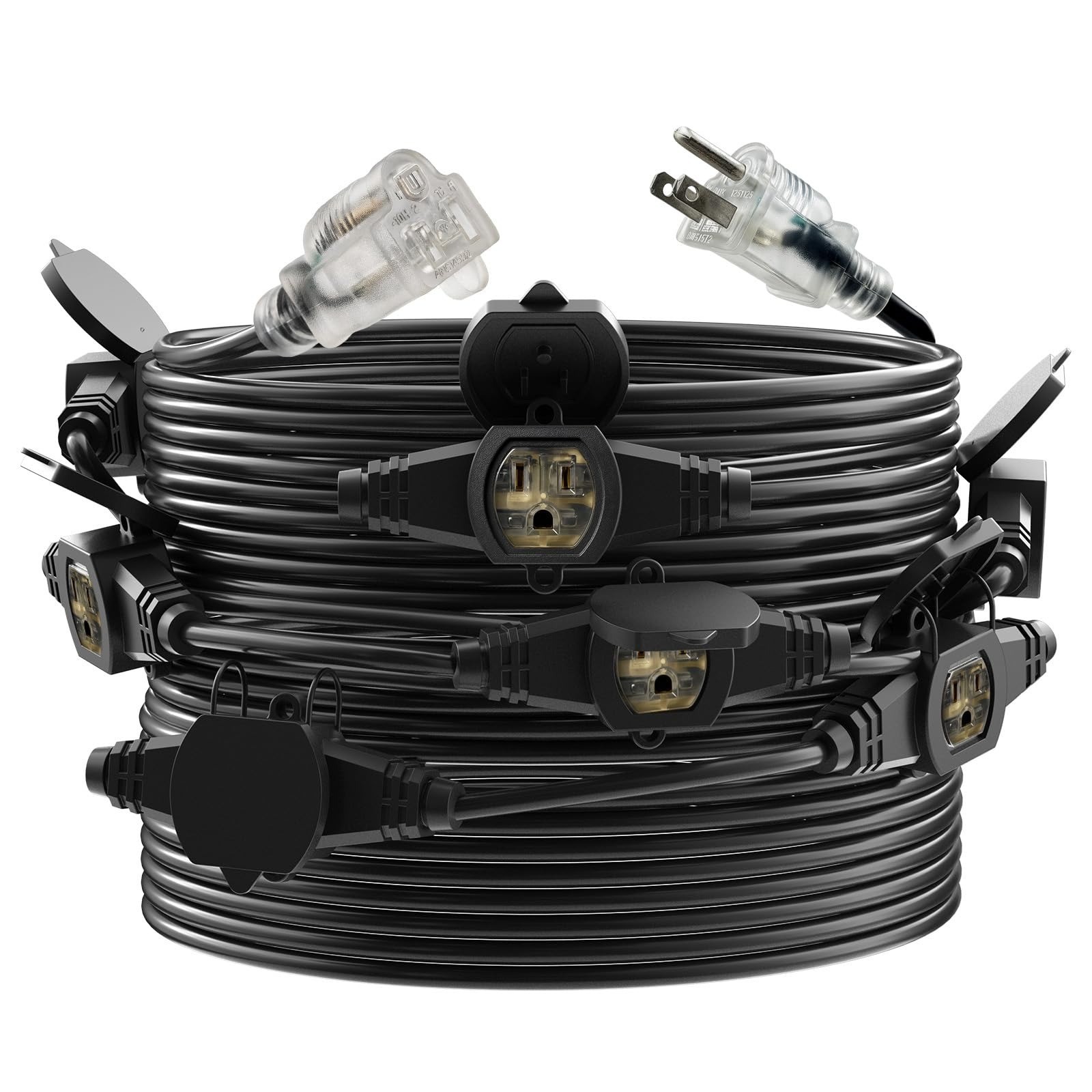 25ft Power Extension Cord 3 Prong 12 Gauge SJTW Cable 15A 125V Black