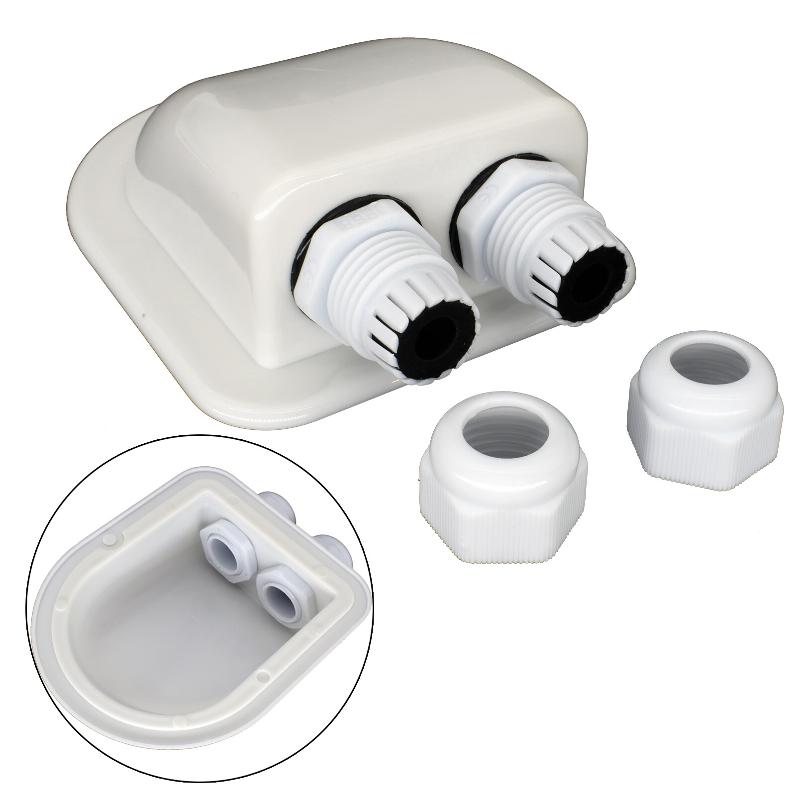 ABS Cable Entry Gland Waterproof Double Hole Junction Box RV Solar Panel Roof