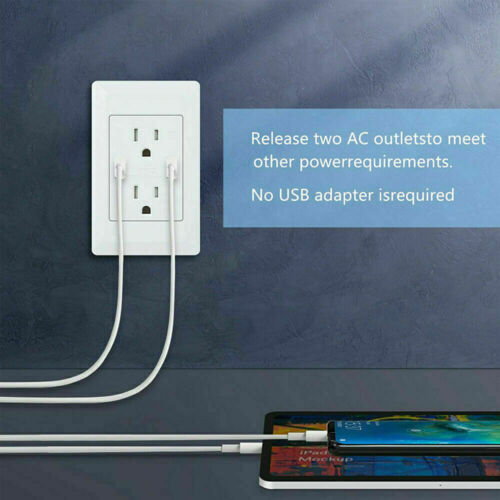 Dual USB Port Wall Socket Charger 15A AC Power Receptacle Outlet Plate Panel Lot