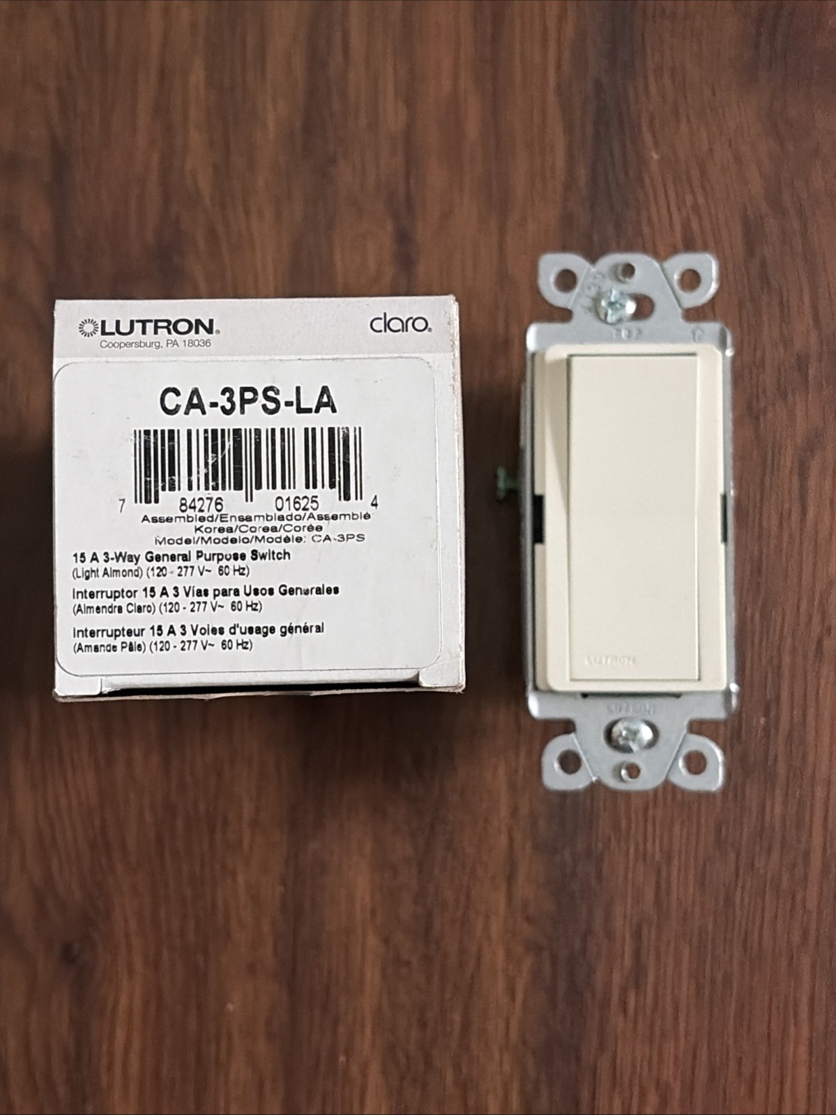 Lutron Claro CA-3PS-LA 15A 3-Way General Purpose Switch (Light Almond)