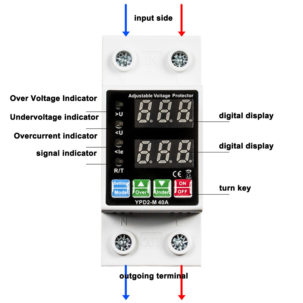 Dual Displays Self-reset Protector Overvoltage Undervoltage Current C9R9