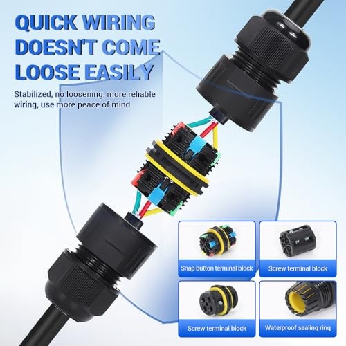 2Pcs 4-Core Screw Terminal IP68 Waterproof M25 4Pin 10-14 25A T-Type Three-Way