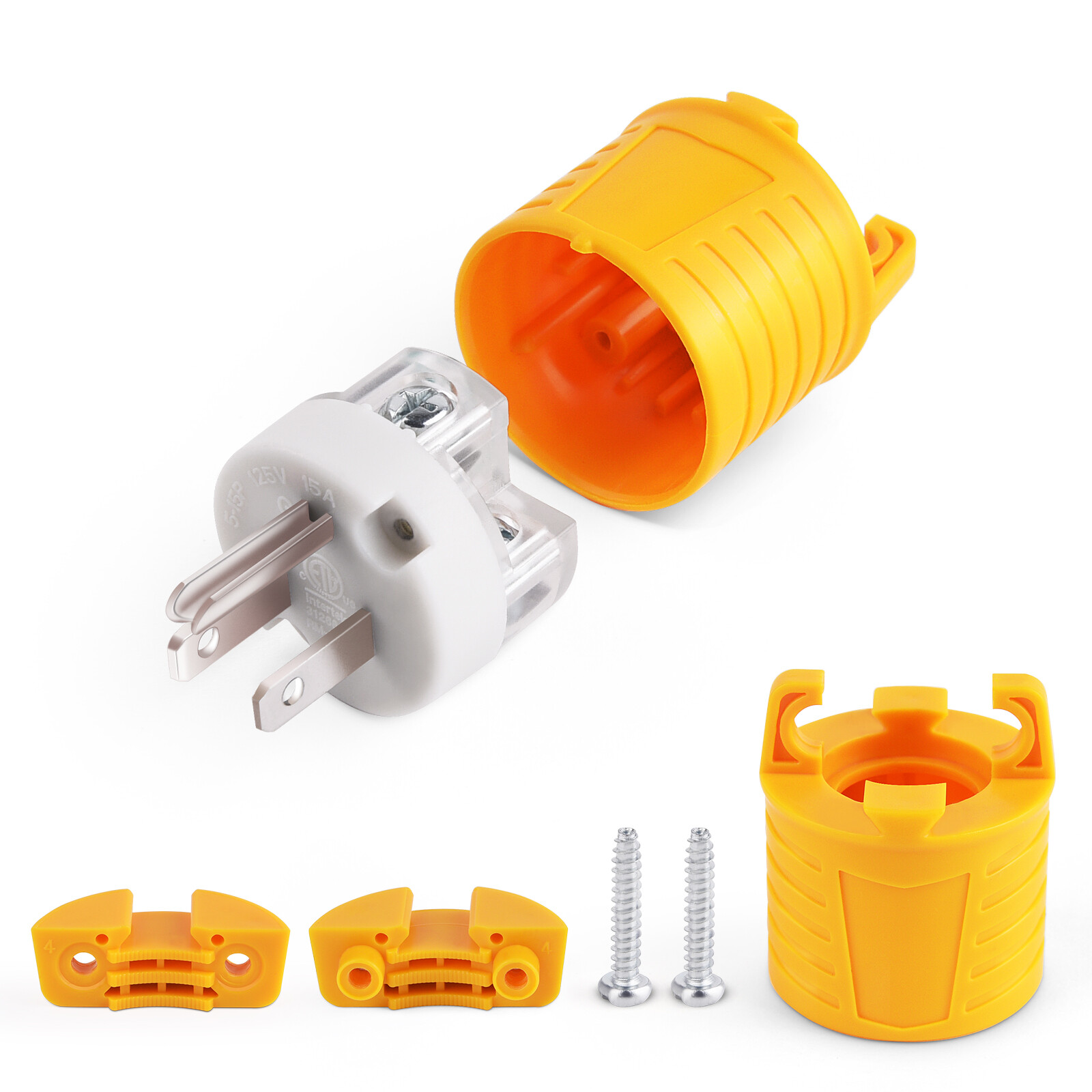 5 Sets Extension Cord Ends Male and Female Plug – 15 Amp 125 Volt NEMA 5-15 Plug