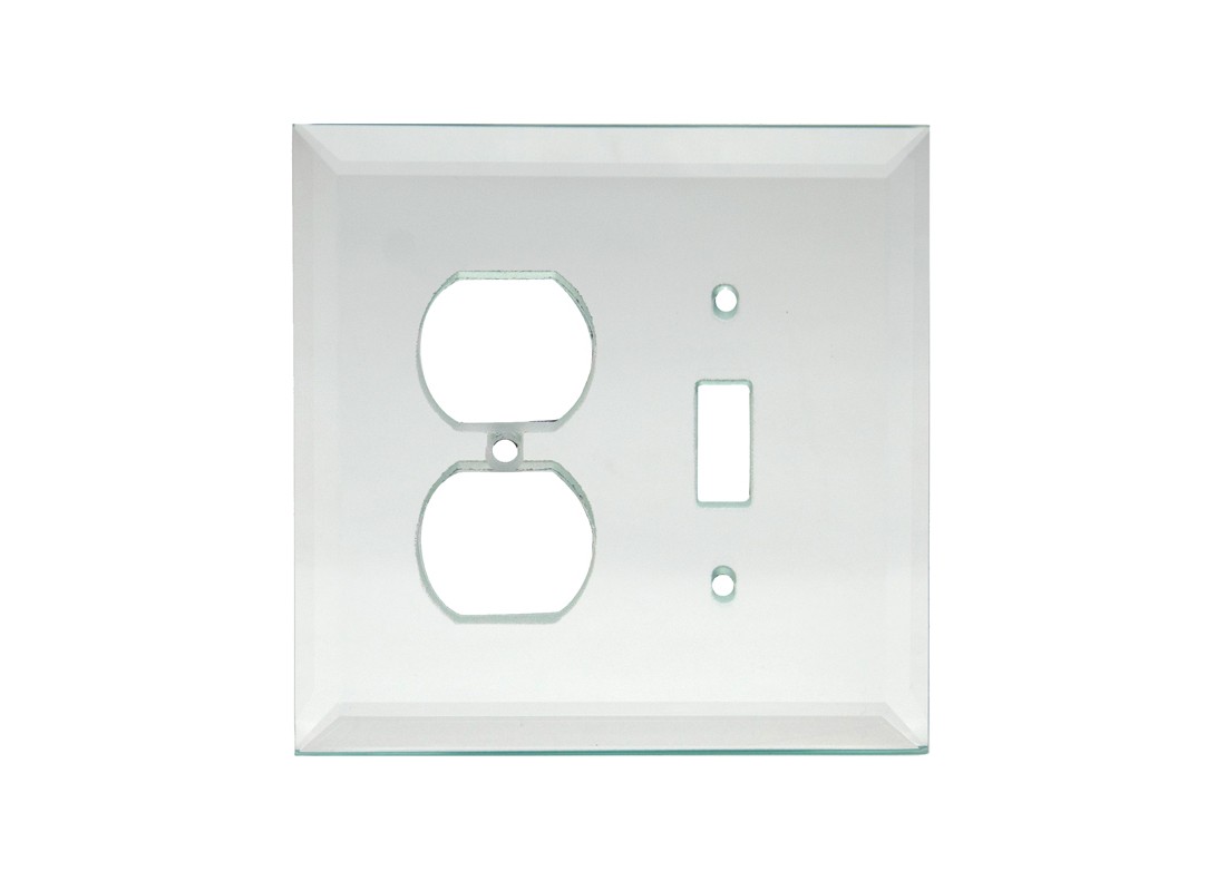 FHC MP7C 5-1/4″ x 5-1/4″ Combo Duplex Toggle Clear Glass Mirror Plate