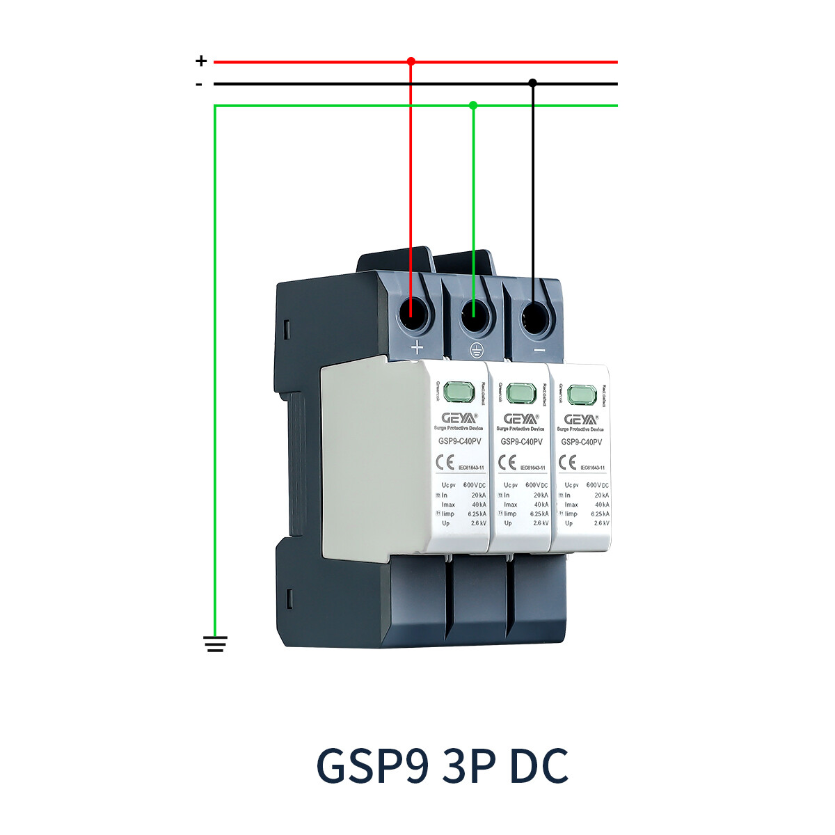 GEYA Solar PV DC SPD 3P 1000/1500V Surge Protector Lighting Arrester Device 40kA