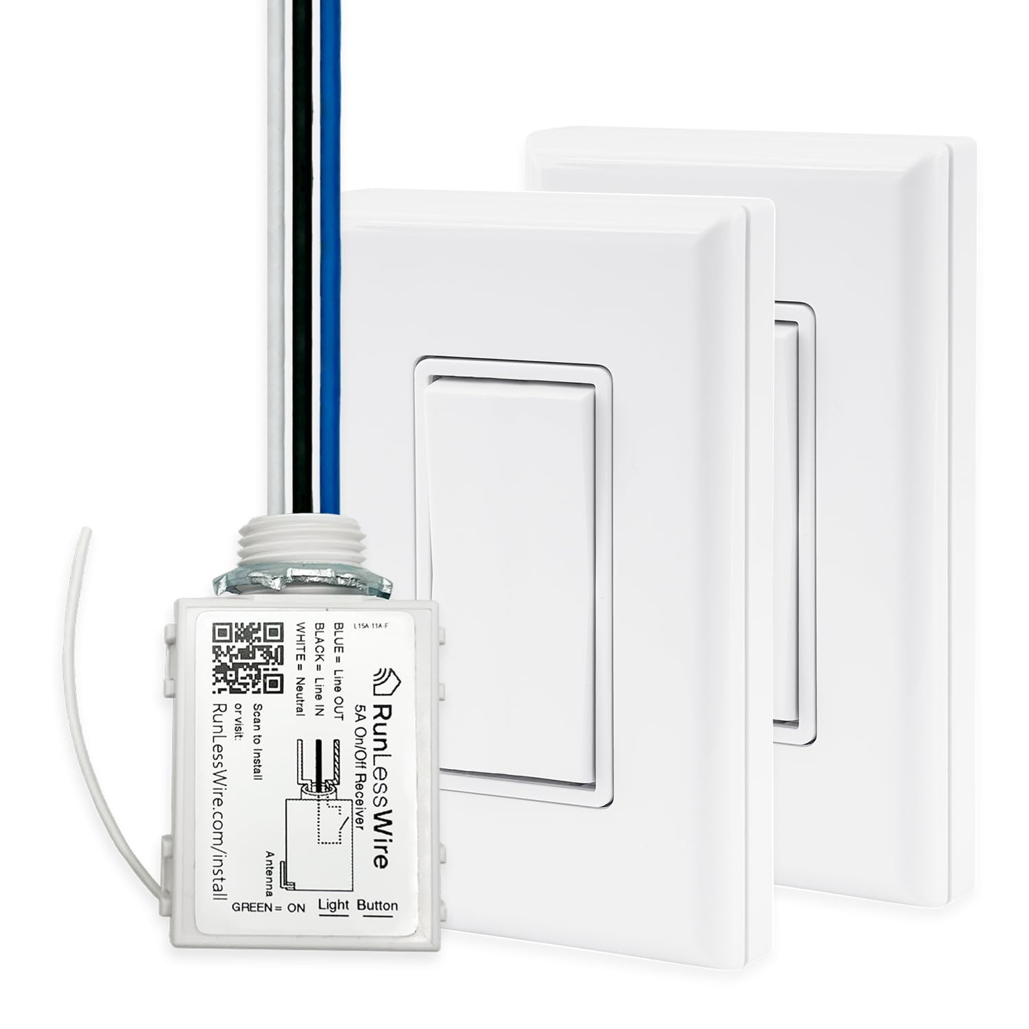 3-Way Battery-Free DIY Wireless Light Switch Kit 150Ft RF Range Self-Powered by