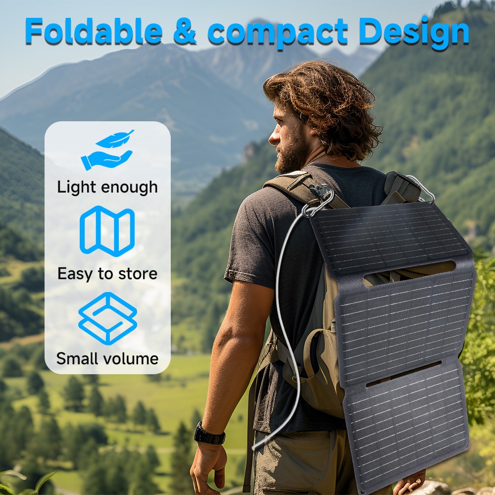 40W 5V Foldable Portable Solar Panel USB Type-C Charger for RV Car Boat Camping