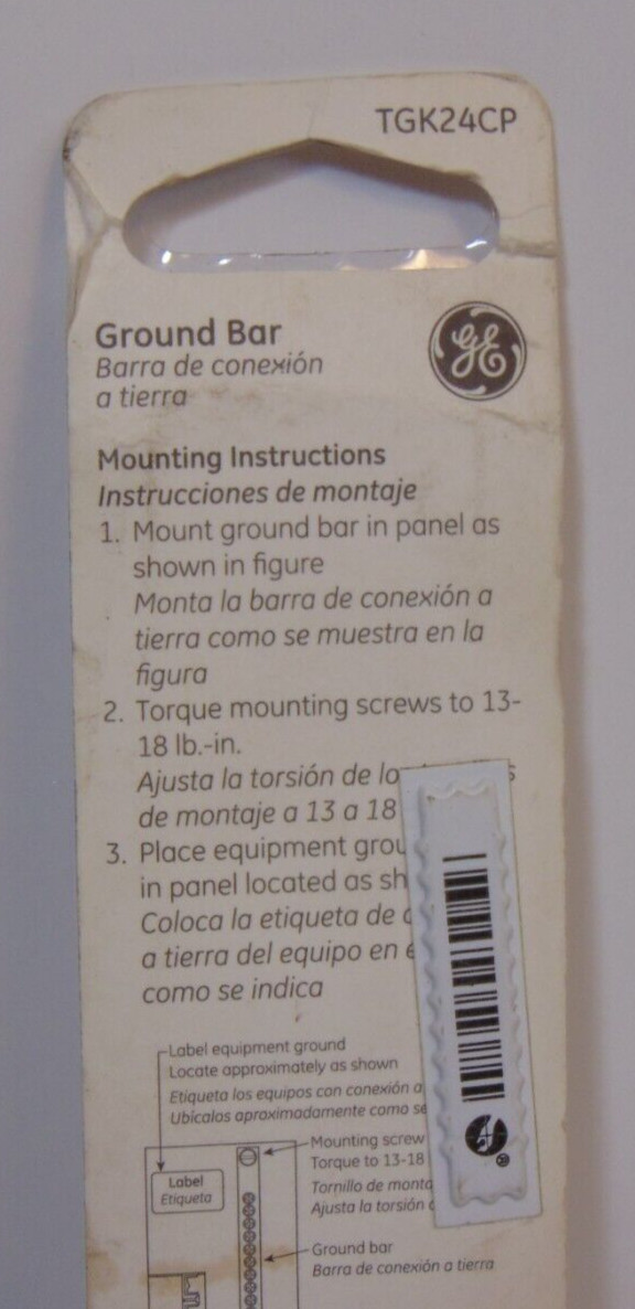 Grounding Bar Kit GE Electrical Parts Consumer & Industrial 24-Hole Load TGK24CP