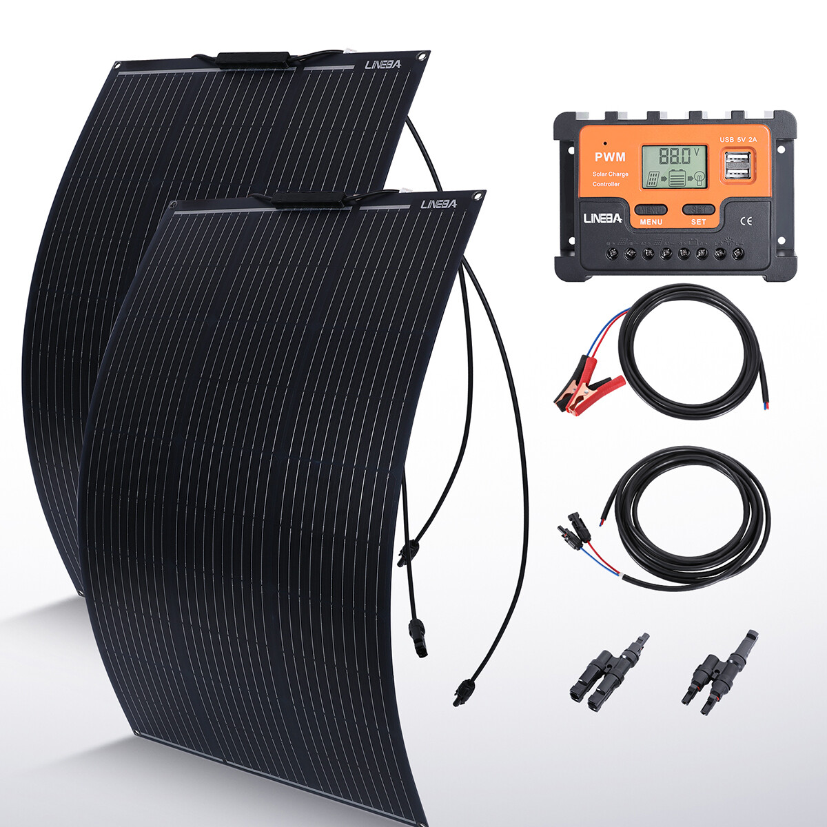 100W 200W Watts Portable Flexible Solar Panel kit w/ Controller For RV Roof Home