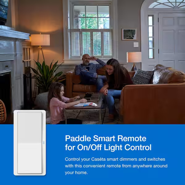 Pico Paddle Remote for On/Off Control of Caseta Smart Switches/Dimmers, White
