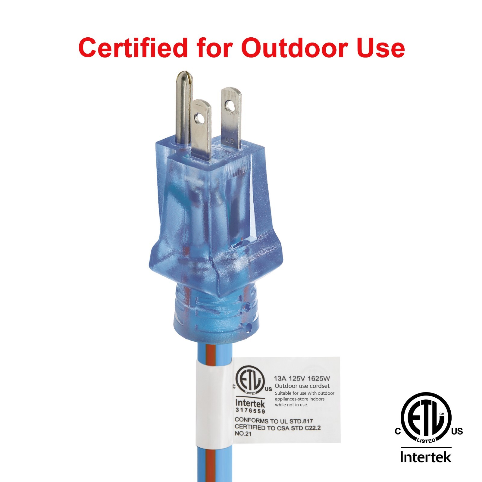 CP 100 ft 14/3 SJEOW, TPE Rubber Heavy Duty Extension Cord, Blue/Orange, CP10089
