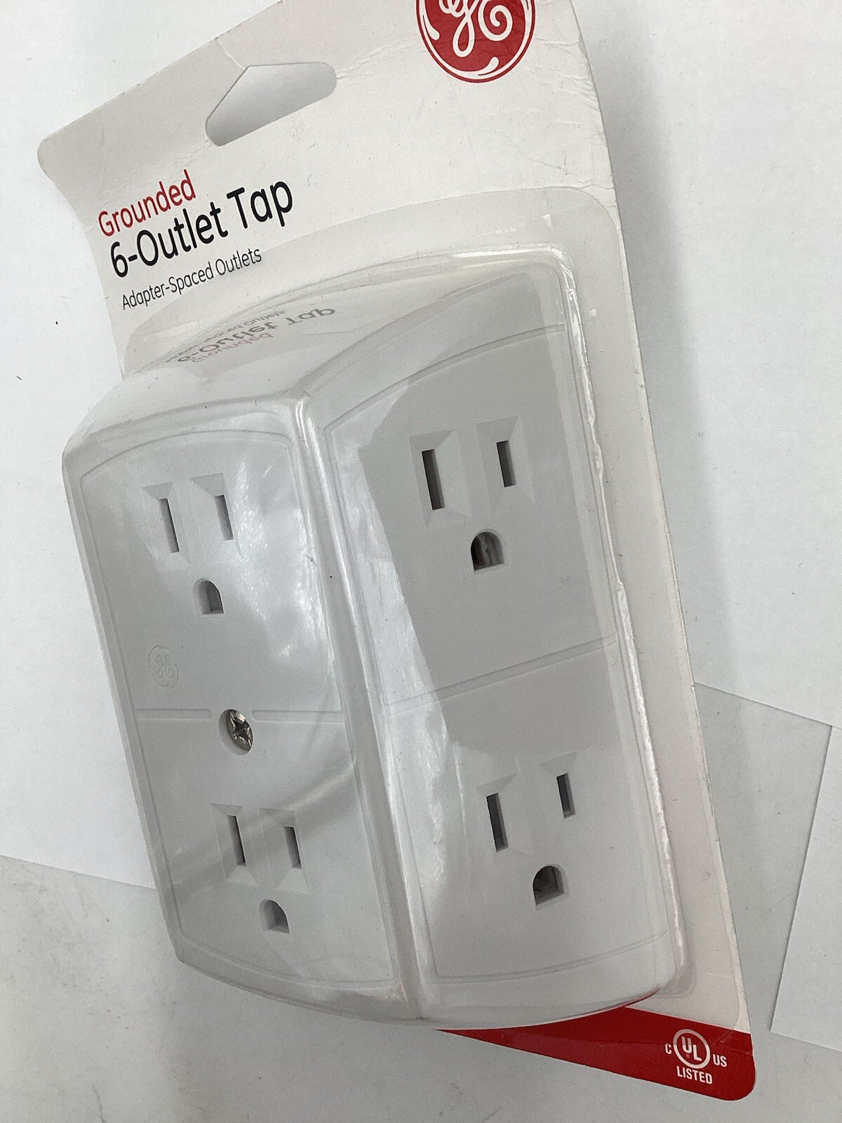 GE Grounded Adapter Spaced Six 6 Outlet Converter Wall Electrical Socket LOT x15