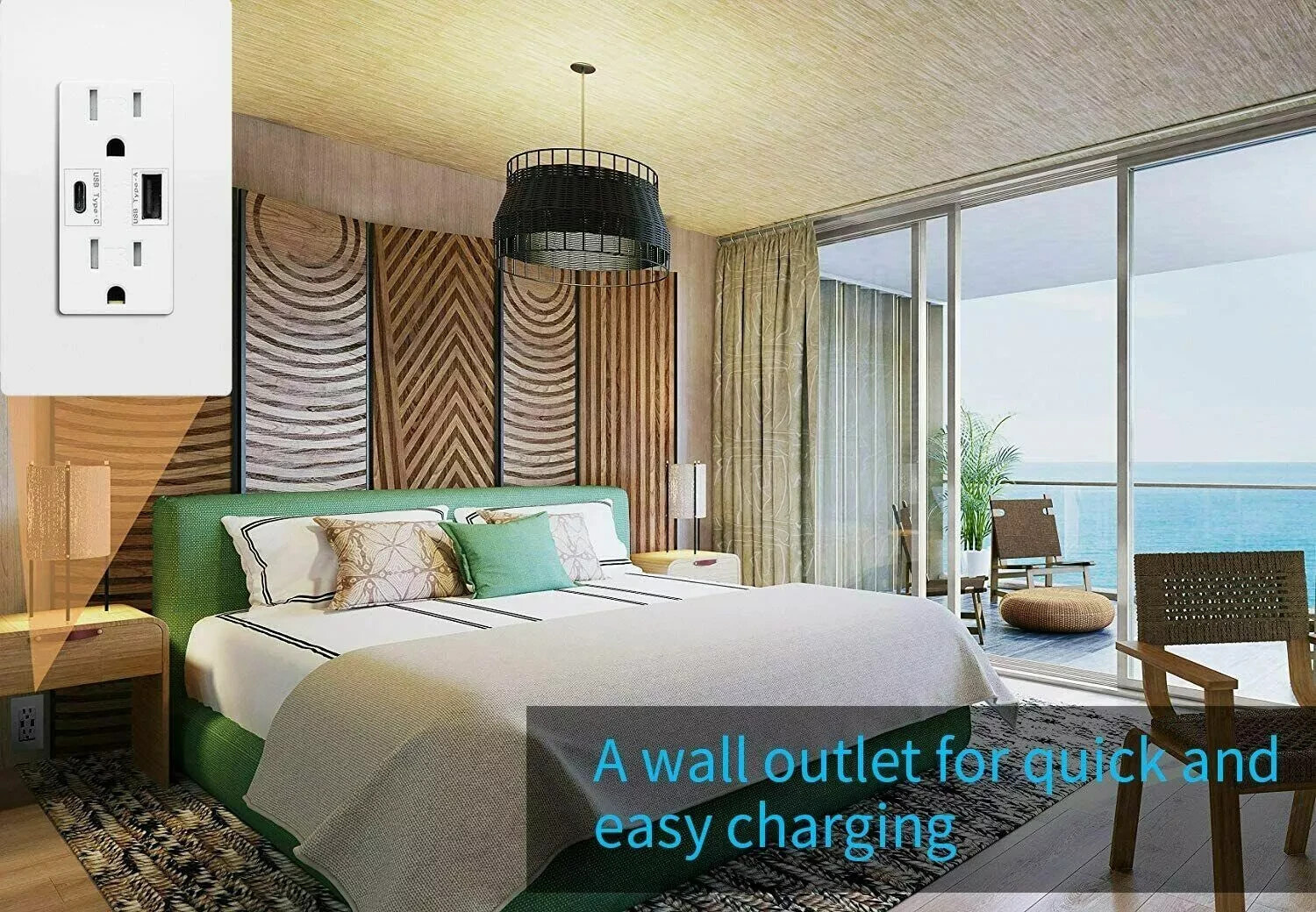 USB C Outlet Fast smart Charger 4.8A Duplex Receptacle 15A 125V Tamper Resistant