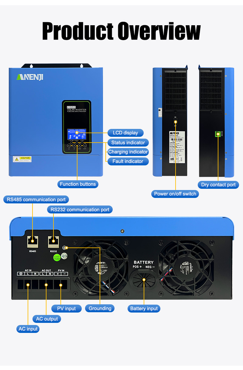 Hybrid Solar Inverter Charger 4200W 110/120V with Built-in 120A MPPT Controller