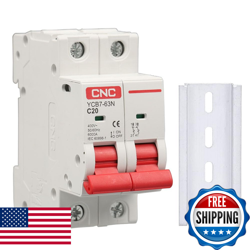 Cnc Ac Miniature Circuit Breaker 20 Amp 120V/240V 2 Pole Din Rail Mount Circuit