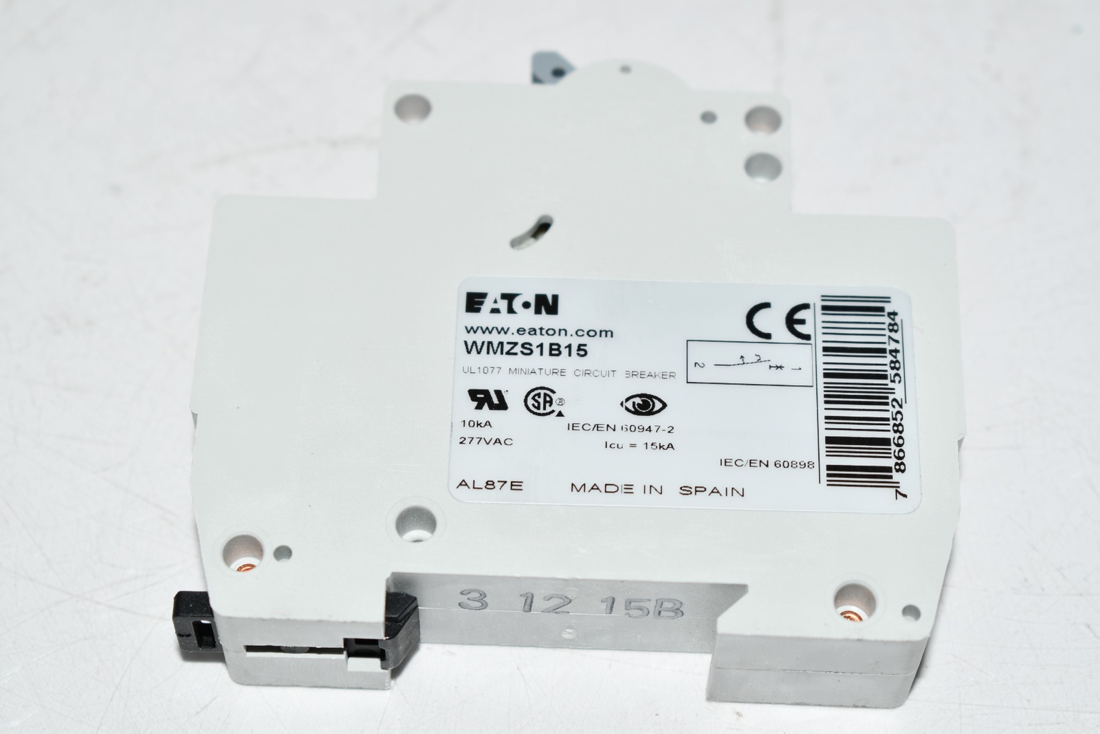 NEW Eaton Cutler Hammer WMZS1B15 CIRCUIT BREAKER, UL1077 MCB 15 AMP B CURVE 1 PO