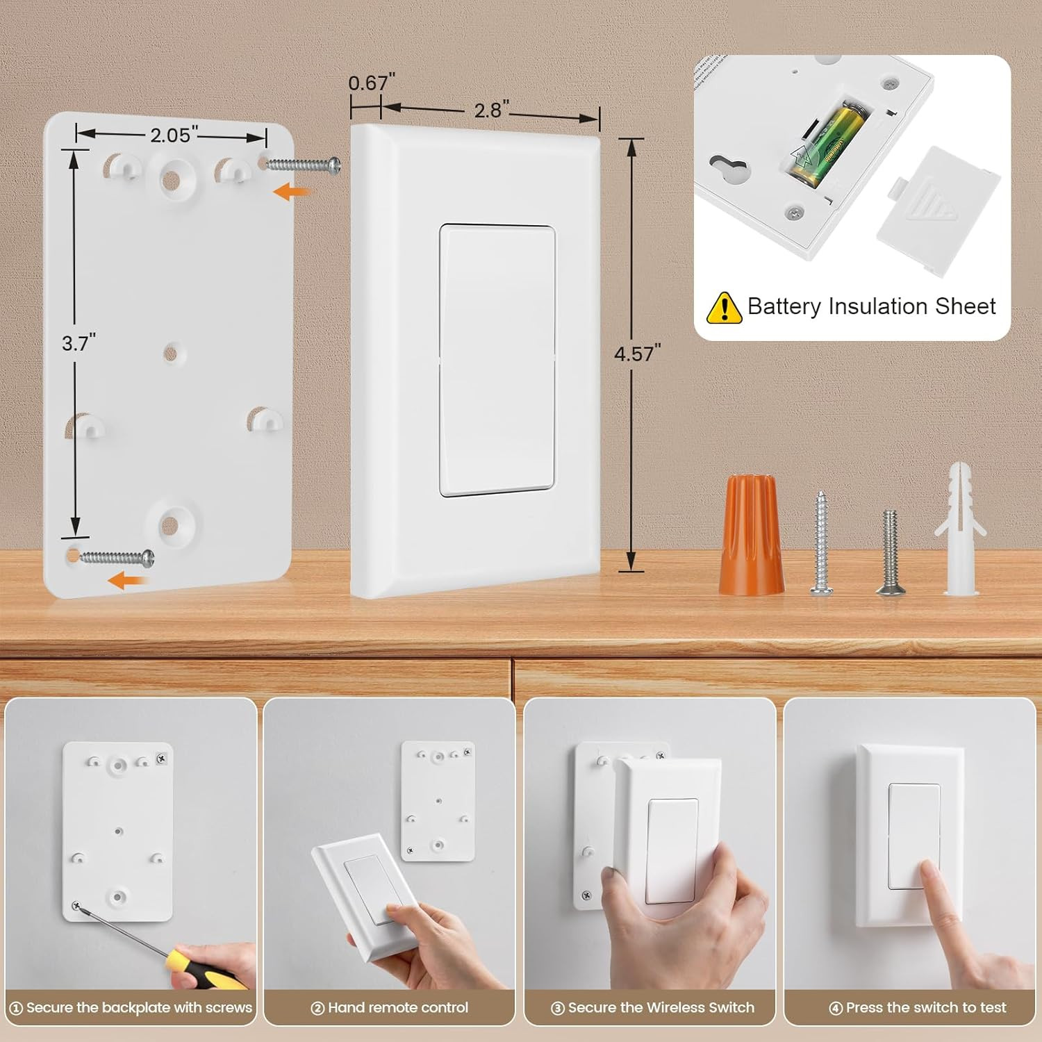 Wireless Wall Switch Set – No Wiring, 100ft Range, Expandable