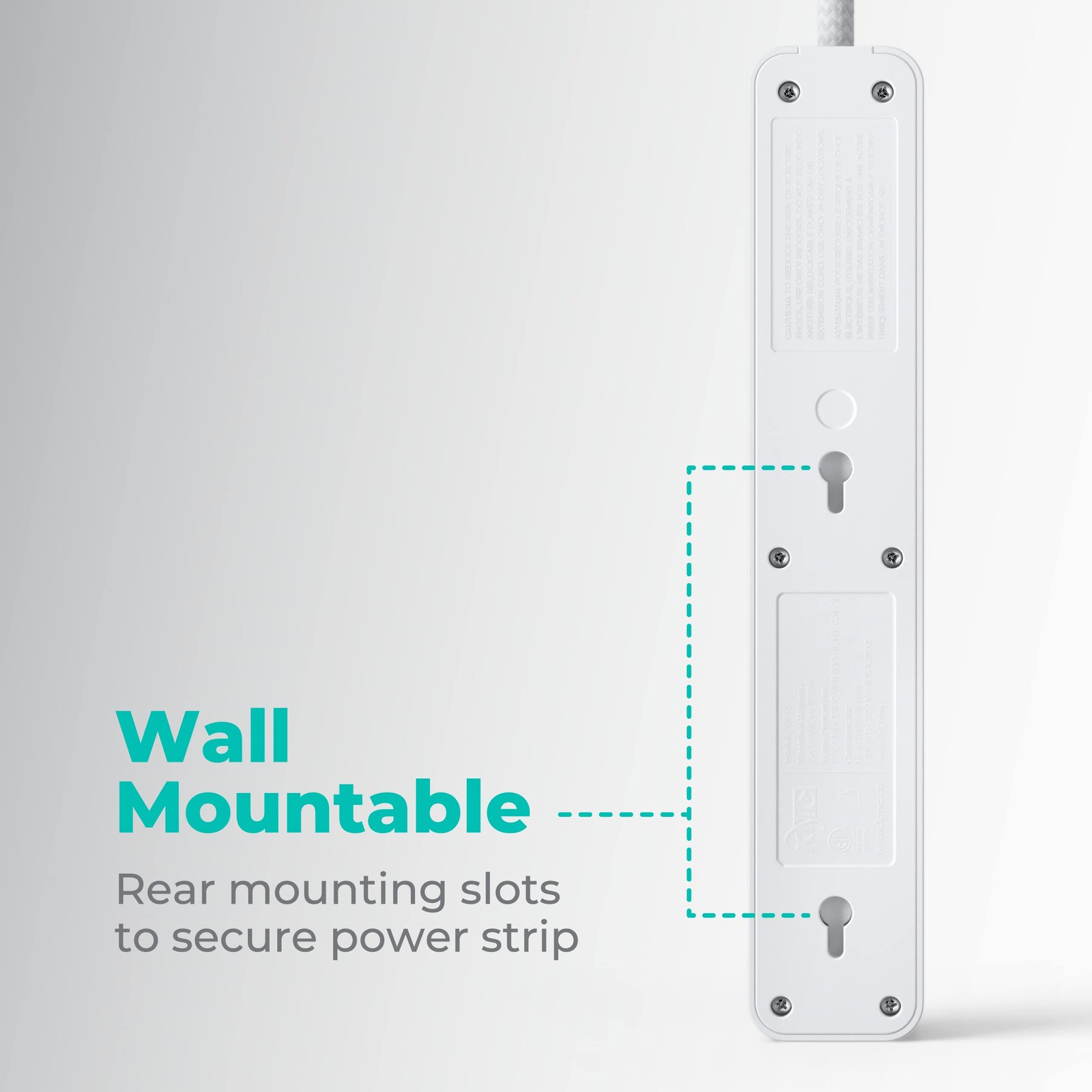 KMC 6-Outlet Surge Protector Power Strip 4 ft cord 2-Pack, 1080J 4 FT, White