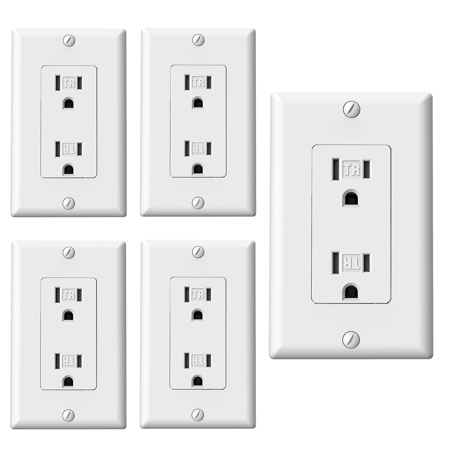 15 Amp Tamper Resistant White Electrical Wall Outlet, 125V, UL Listed, 20 Pack