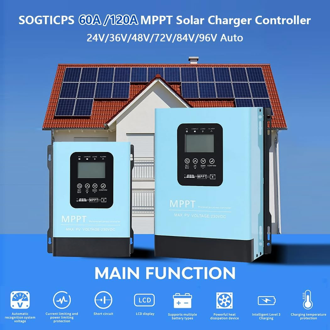 120A MPPT Solar Charge Controller,12V 24V 36V 48V 60V 72V 84V 96V Solar Battery