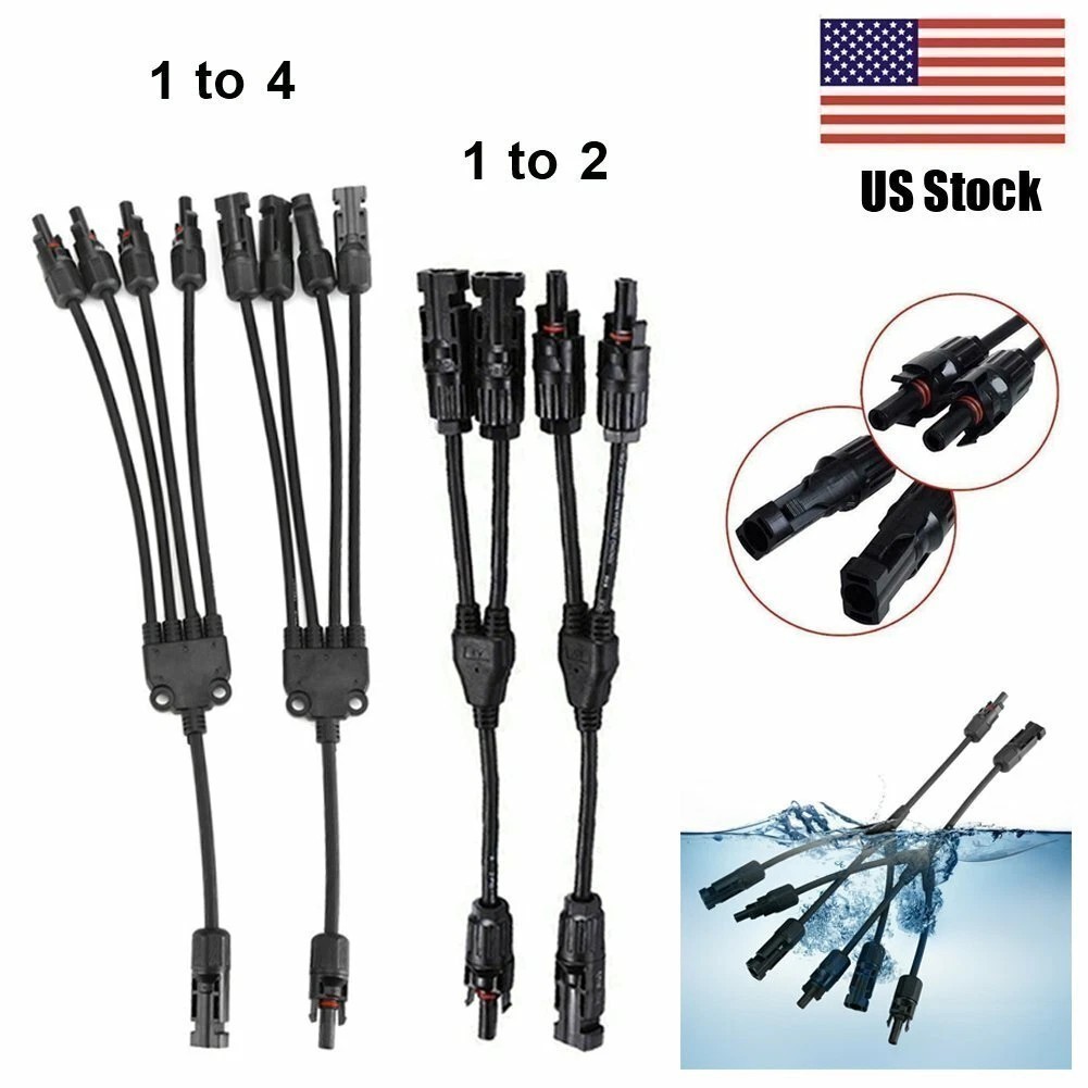 Solar Y Branch Cable T Splitter MMF FFM Waterproof Connector for PV Panel