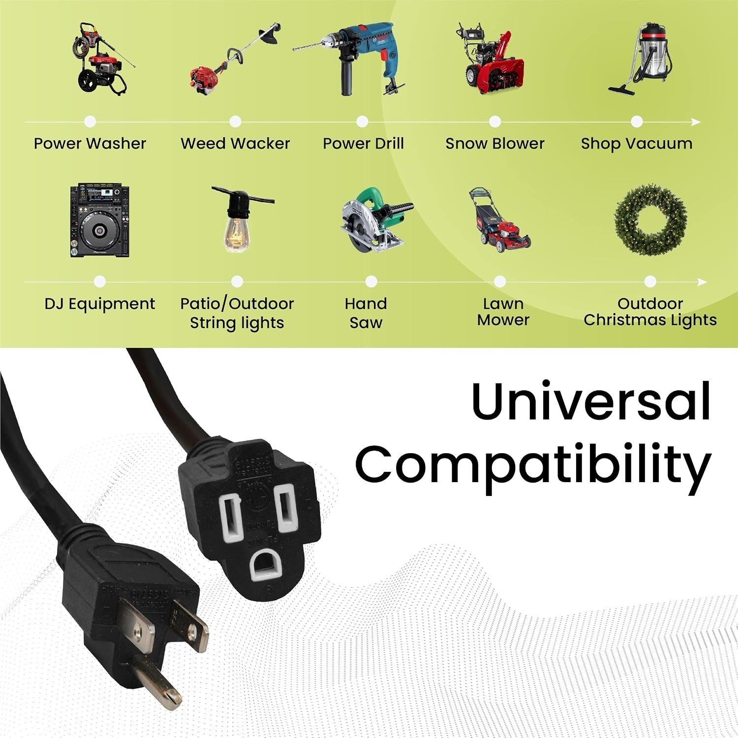 Go Green 15′ 16/3 SJTW Outdoor Extension Cord – Moisture & Abrasion Resistant