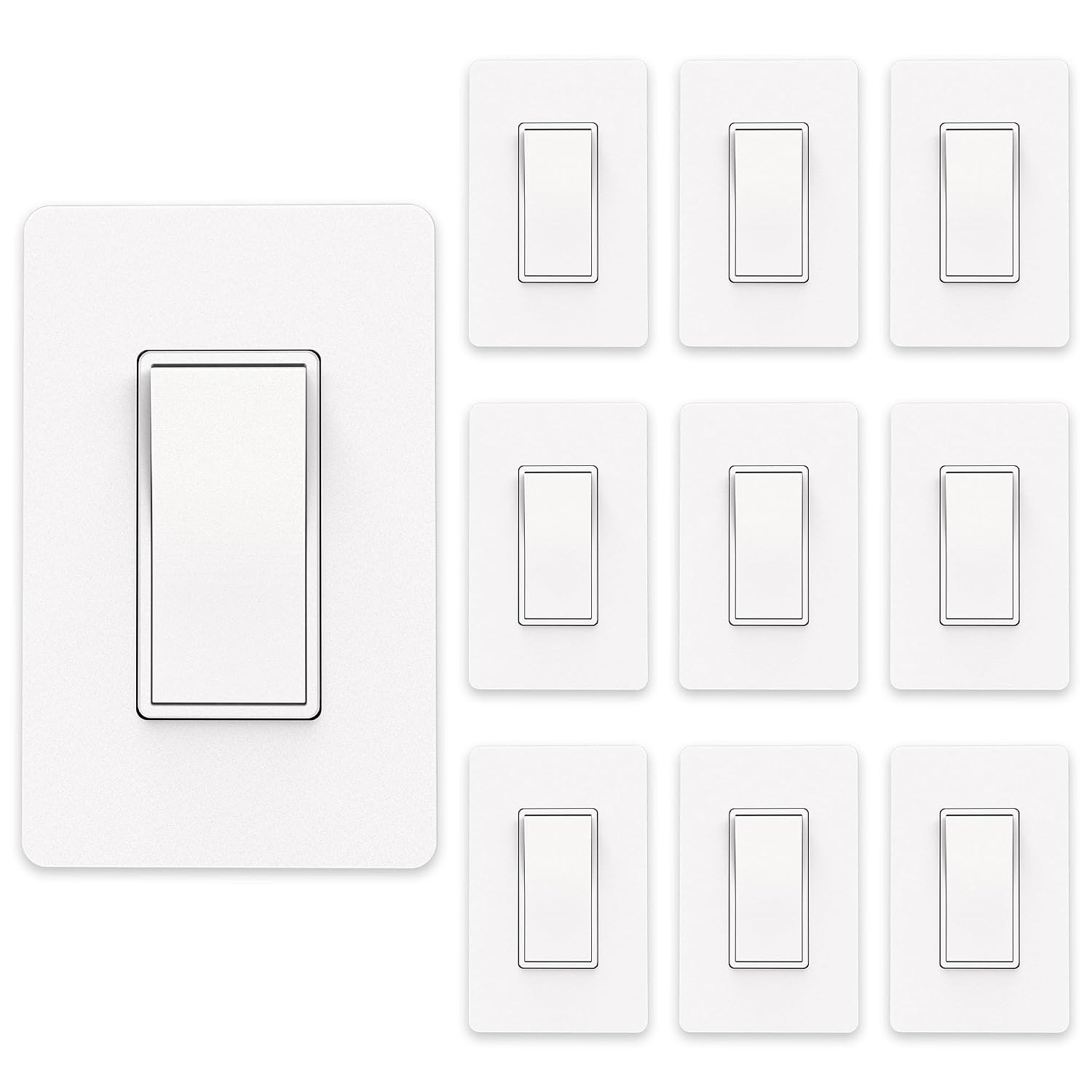 Single Pole Decorator Wall Light Switch with Quiet Operation, Wall Plate Include