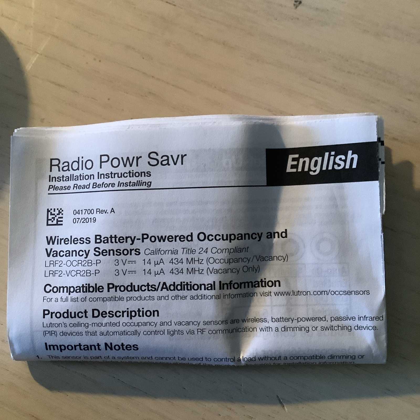 Lutron LRF2-OCR2B-P-WH Ceiling Occupancy Sensor Radio Powr Savr , NEW IN BOX