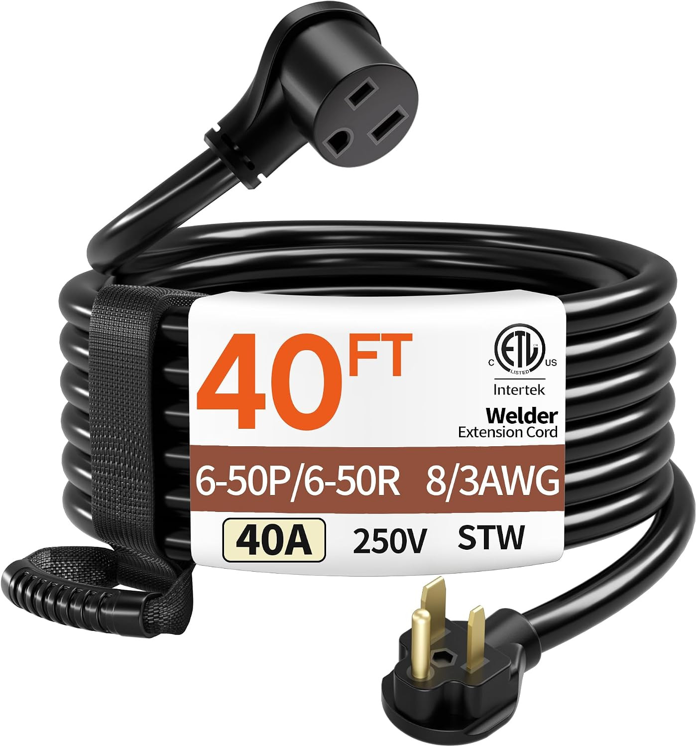 40FT 40 Amp 8 Gauge Welder Extension Cord 6-50P/R 250V Heavy Duty | 40 Feet NEMA