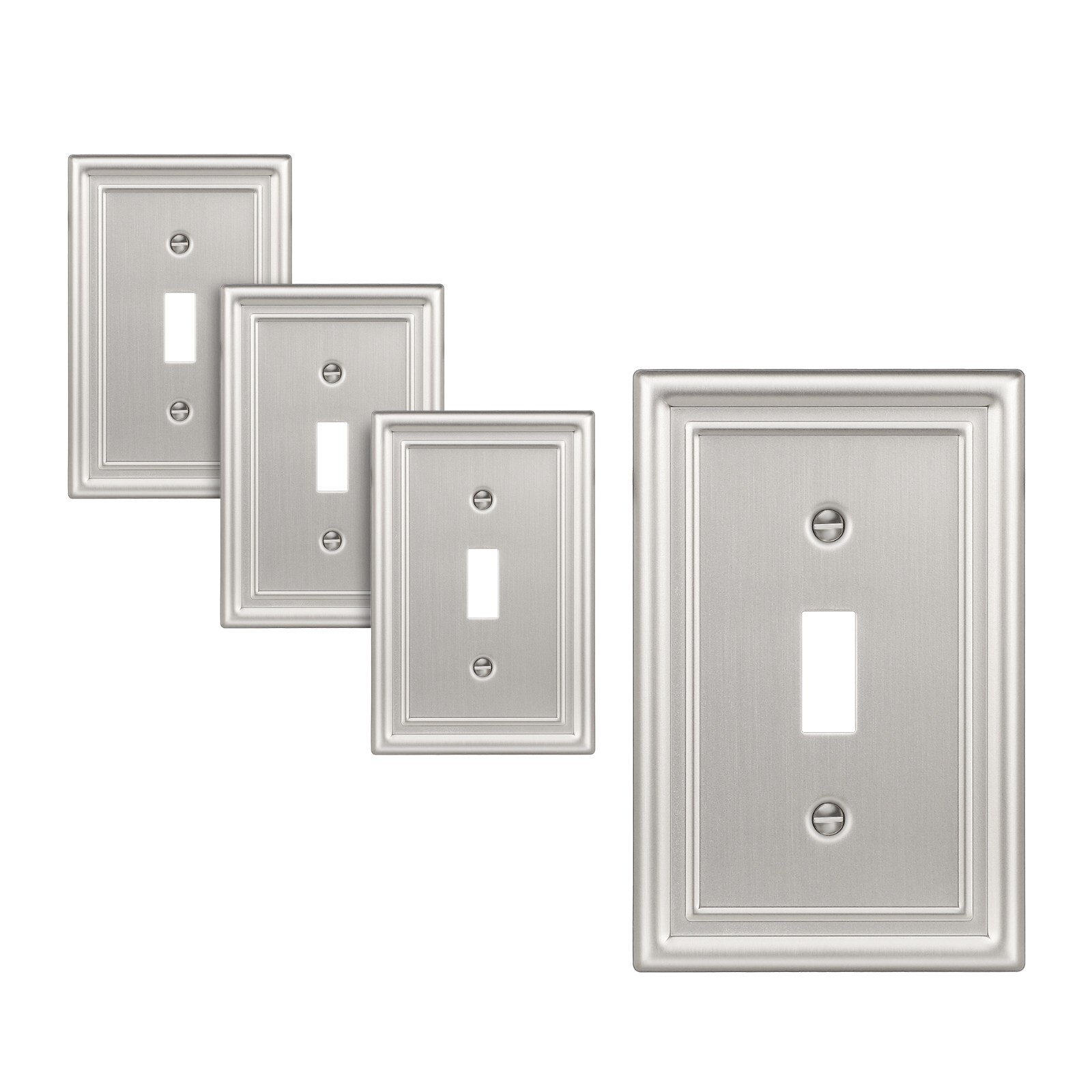DEWENWILS 4Pack Wall Plates, Brushed Nickel Light Switch Cover Metal Face Plate