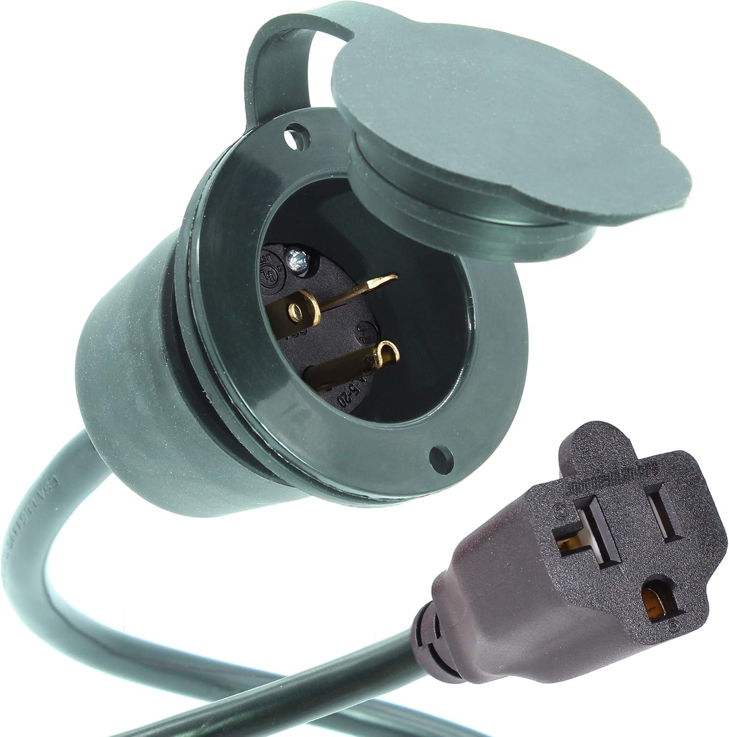 20 Amp AC Power Inlet Port Charger Plug, by 110-125 Volt Socket, Waterproof Ele