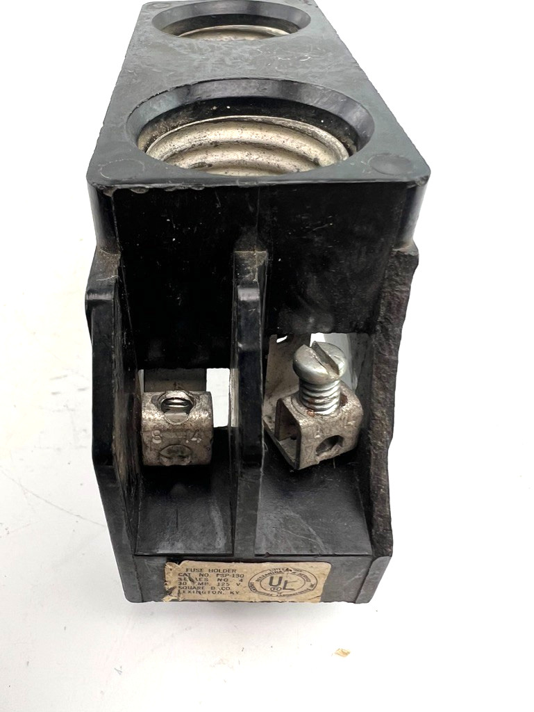 Square D FSP-130 Fuse Holder Block 30 Amp 125 Volts — Chipped & Missing Screw