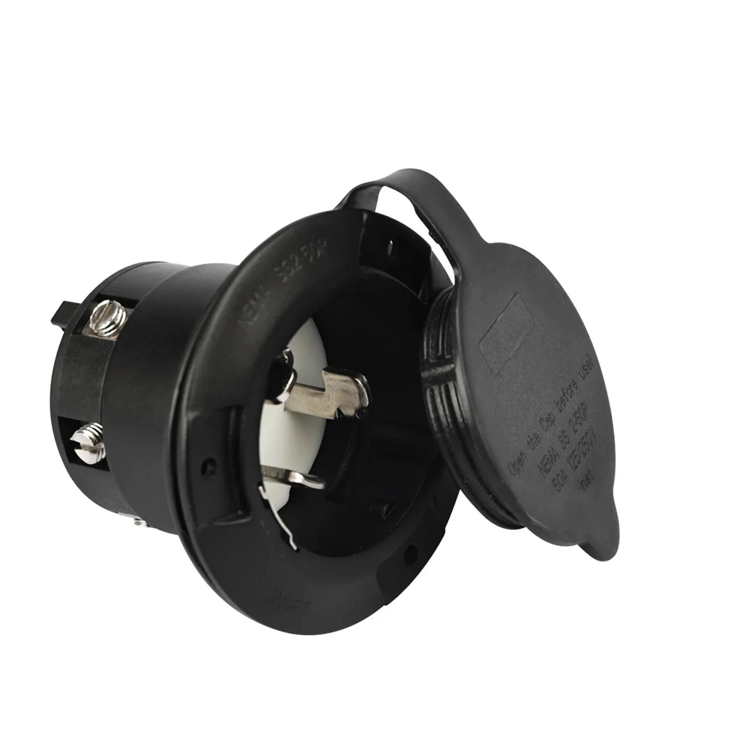 Flanged Inlet 50 Amp 125/250V RV Power Inlet Plug SS2-50P w/Waterproof Cover