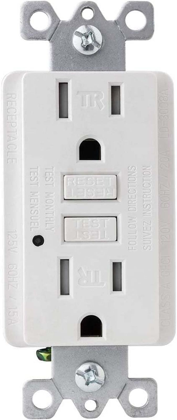 55415 E545 GFCI Duplex Outlet, 20 Amp, 120 VAC, 2 Pole/3 Wire, Tamper Resistant,