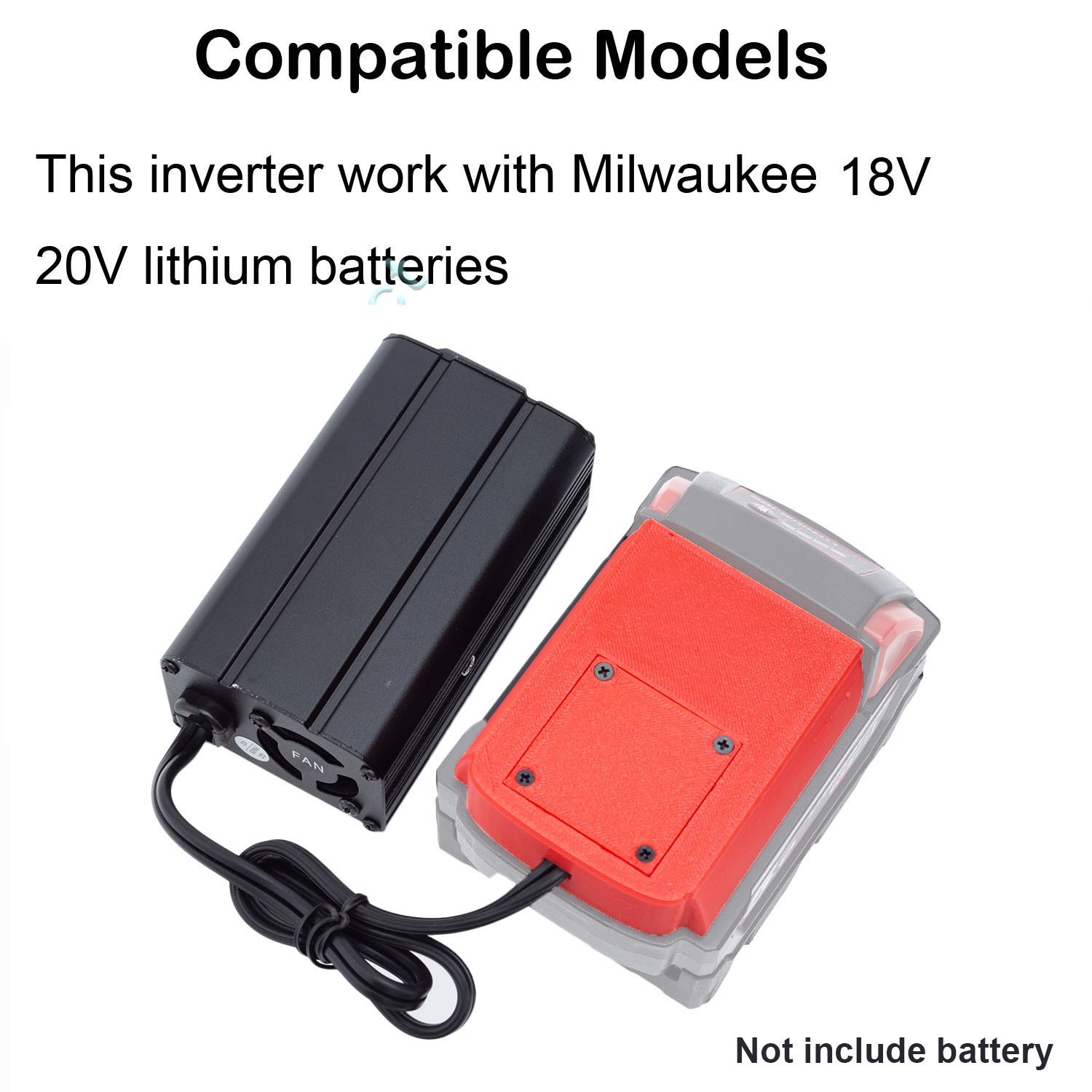 Power Inverter AC Outlet Adapter For Milwaukee 18v Battery DC 18V to 110V AC