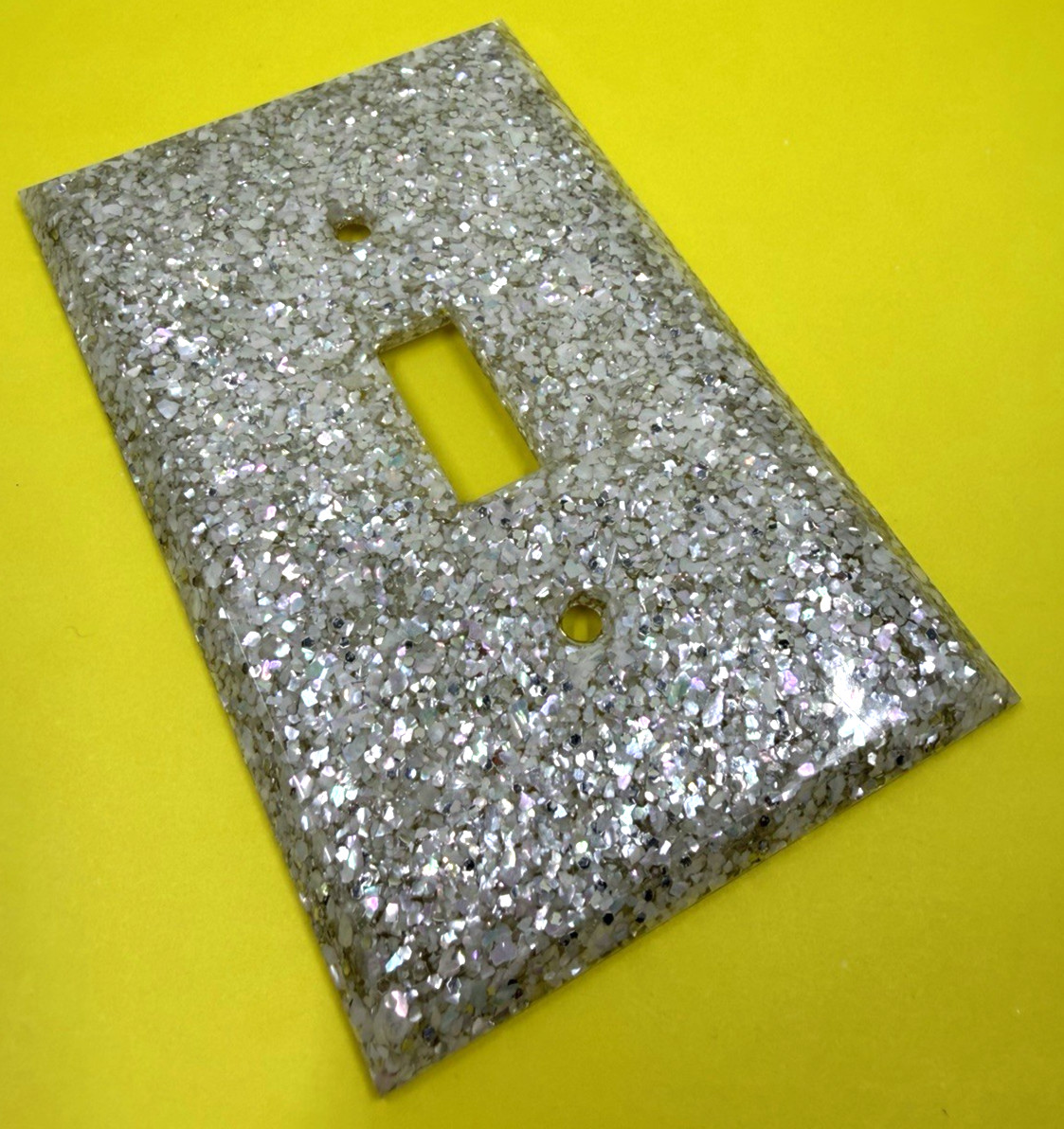 Vintage MCM Lucite Mother Pearl Silver Glitter 4 Light Switch Plate Wall Covers