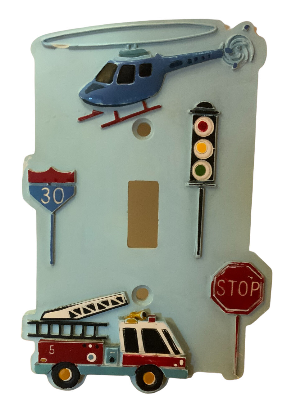 Borders Unlimited Resin Fire Truck/ Helicopter Light Wall Switch Plate