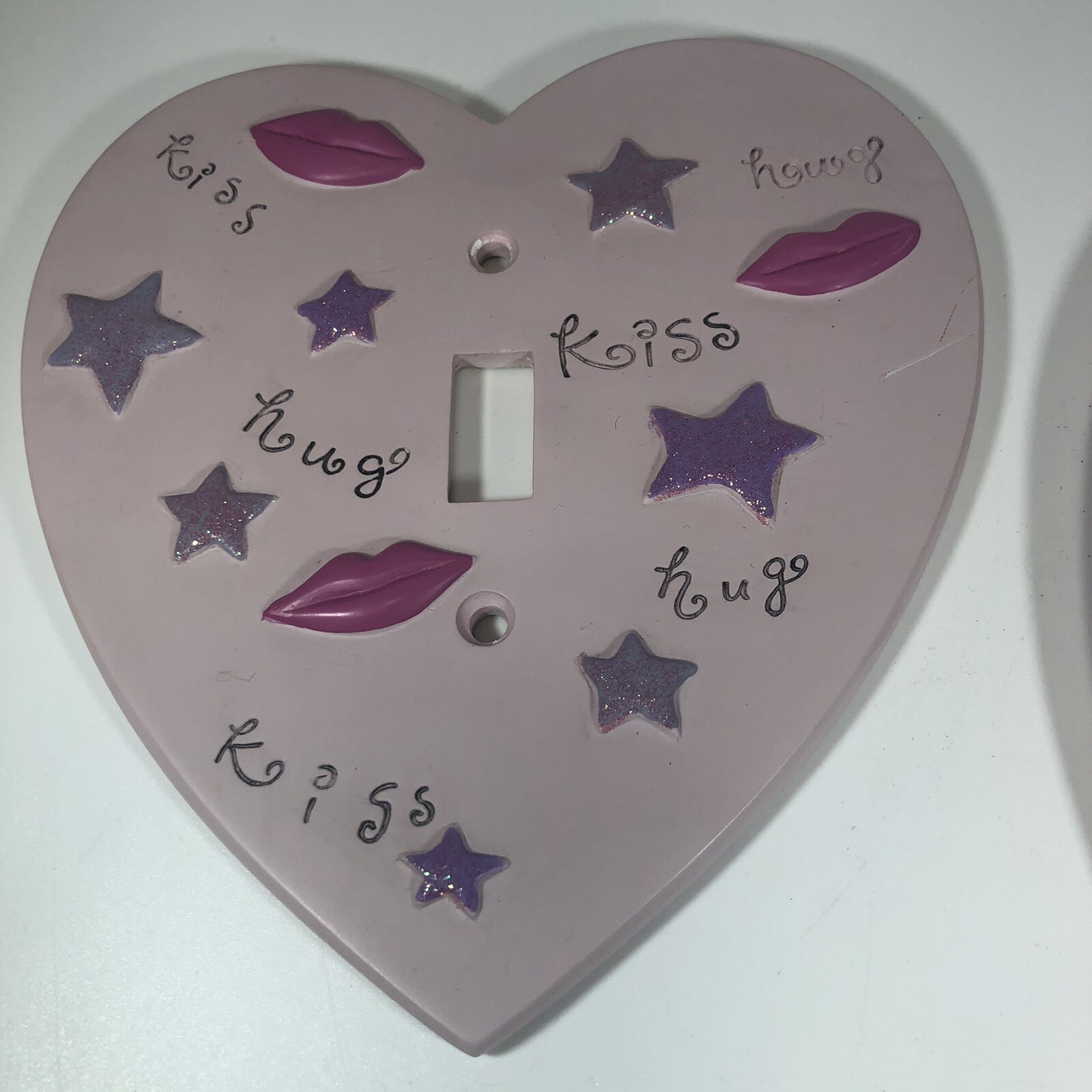 Set Of 2 Pinkish/Lavender Heart Shaped Switch Plate Covers By Borders Unlimited