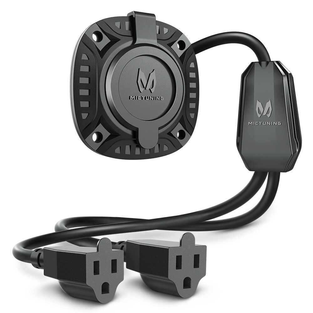 15Amp 125V AC Power Inlet Port Plug Integrated Dual 18″ Extension Cord Y Splitte