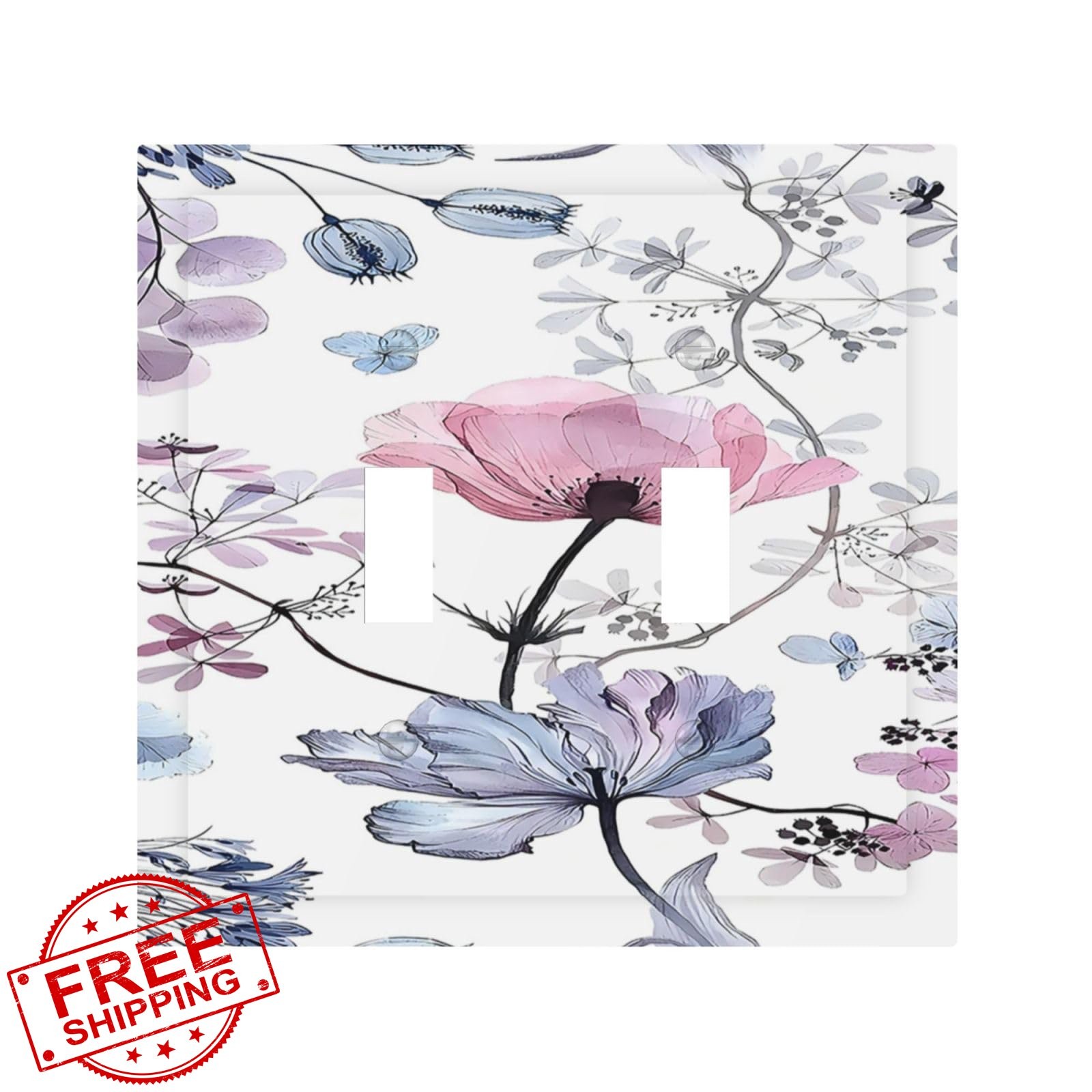Naiqadnehz Watercolor Floral Double Toggle Plate