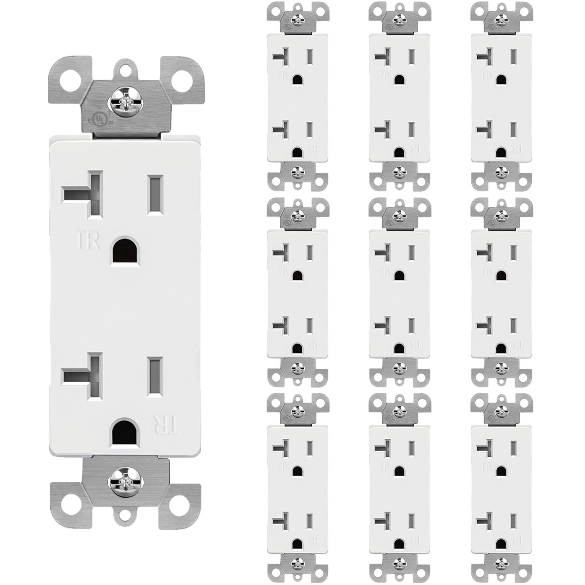 Outlet Socket Decora Duplex Receptacle 20 Amp 125 Volt Grounding UL listed 10PCS
