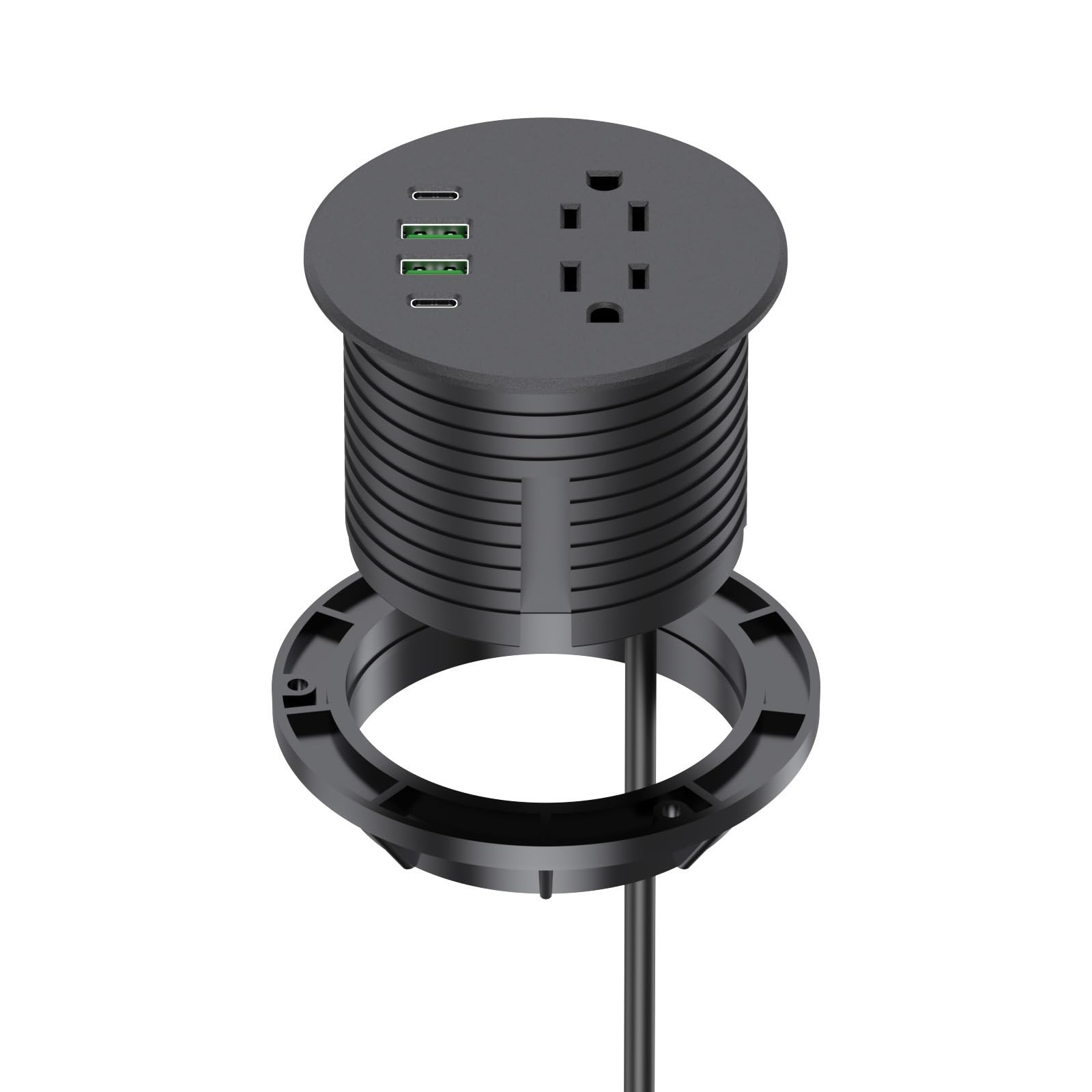 YYSKA 3 Inch Desk Power Grommet 65W USB C Fast Charging Black