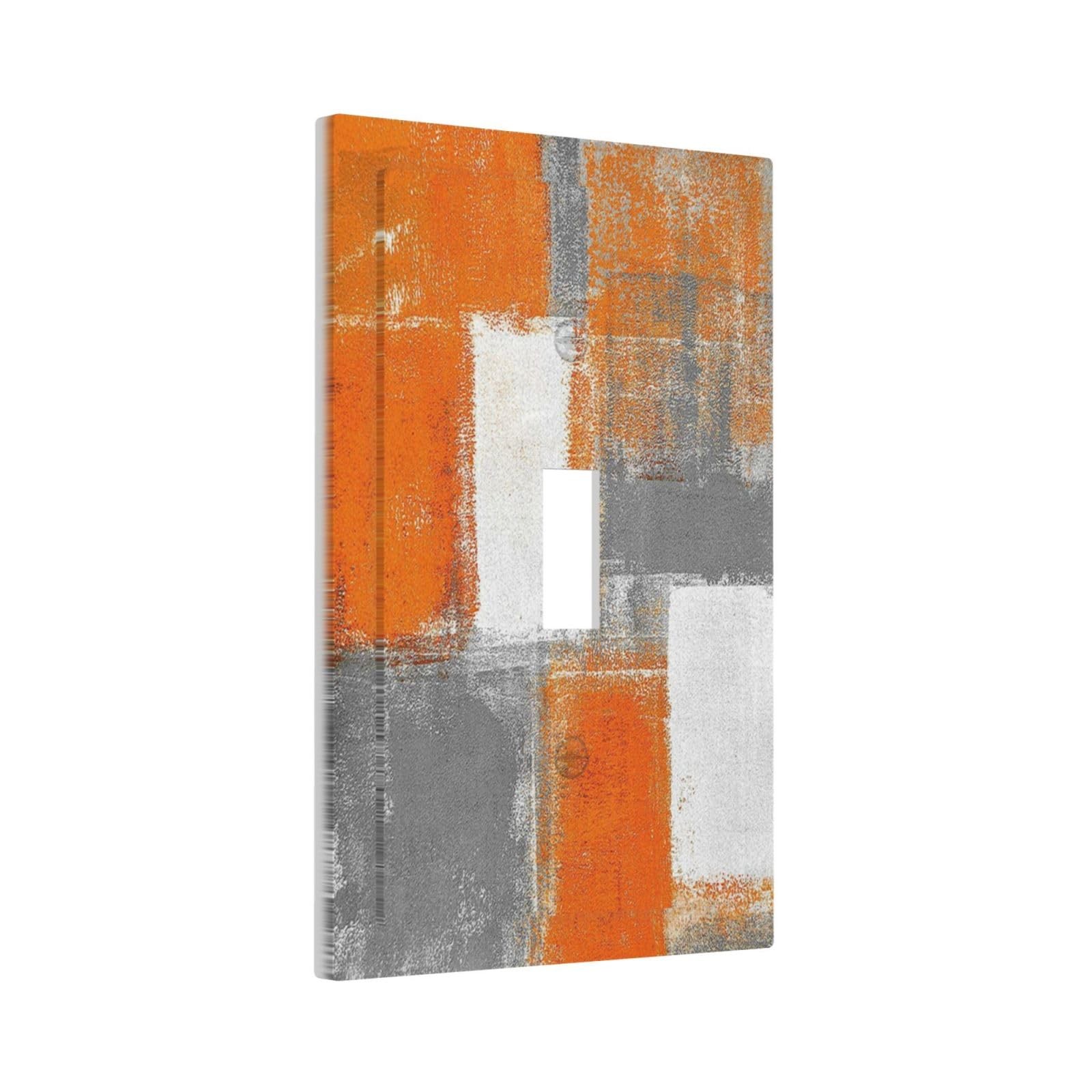 Orange Gray White Abstract Printed 1 Gang Light Switch Covers Decorative Coun…
