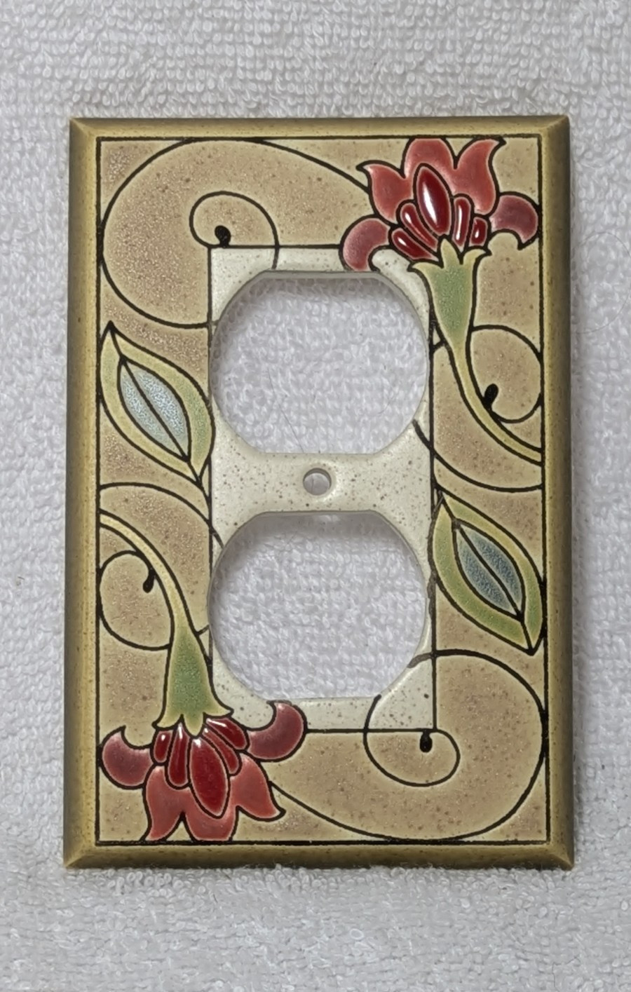 Jacobean Flower Hand Painted Ceramic Outlet Cover All Fired Up Canada